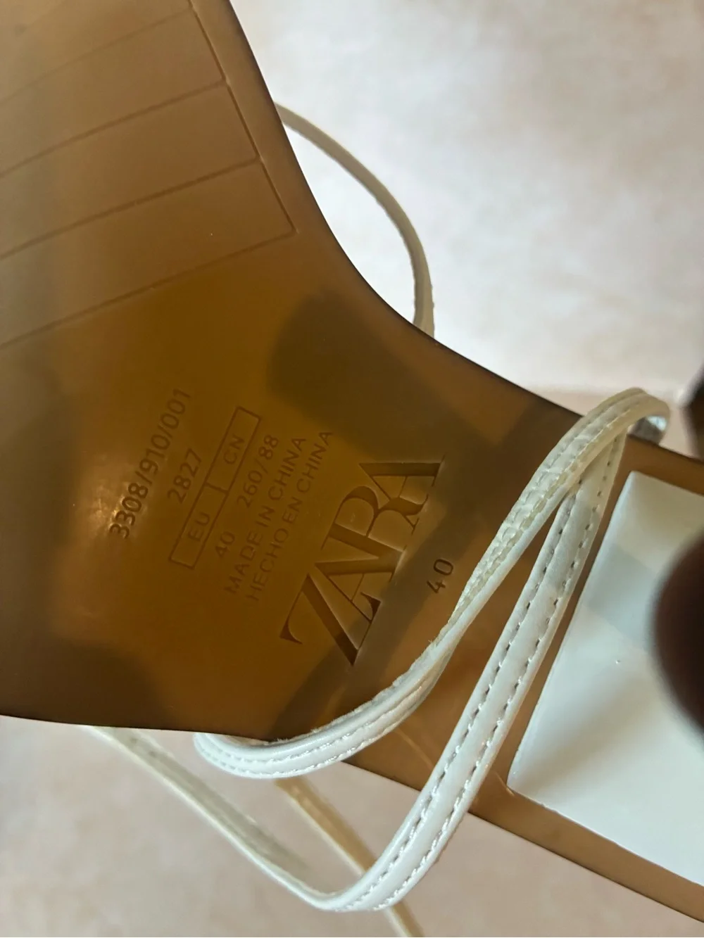 Never Worn Zara White Strappy Square-Toe Stiletto Sandals - Picture 8 of 8